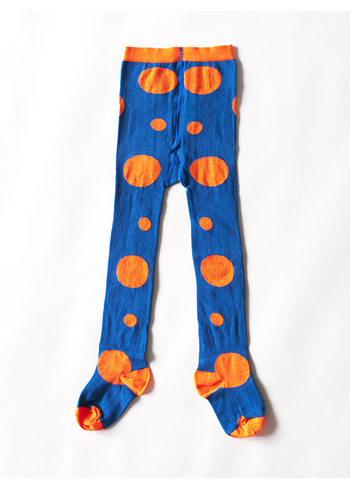 Kousenbroek Mark blauw/oranje polkadots 
Kousen 
Kniekousen 