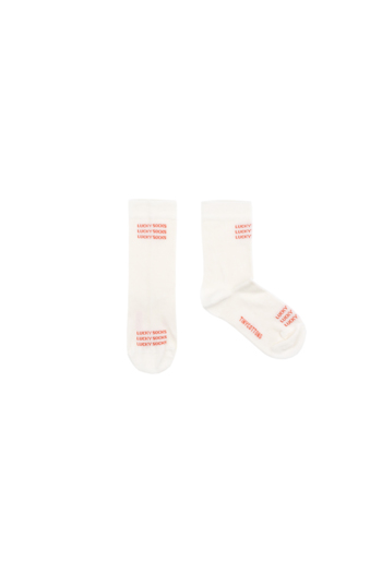 LUCKY MEDIUM SOCKS off-white/red 
Kousen 
Kniekousen 