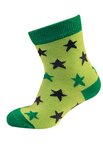 sokken fris groen met groene en antraciet sterretjes 
Kousen 
Kousen/sokken 