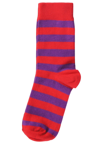Sokken gestreept rood/paars 
Kousen 
Kousen/sokken 