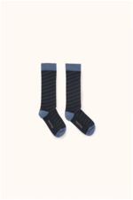 diagonal stripes high socks navy/light navy 
Kousen 
