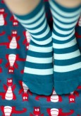 Sokken gestreept petrol/licht blauw 
Kousen 
Kousen/sokken 